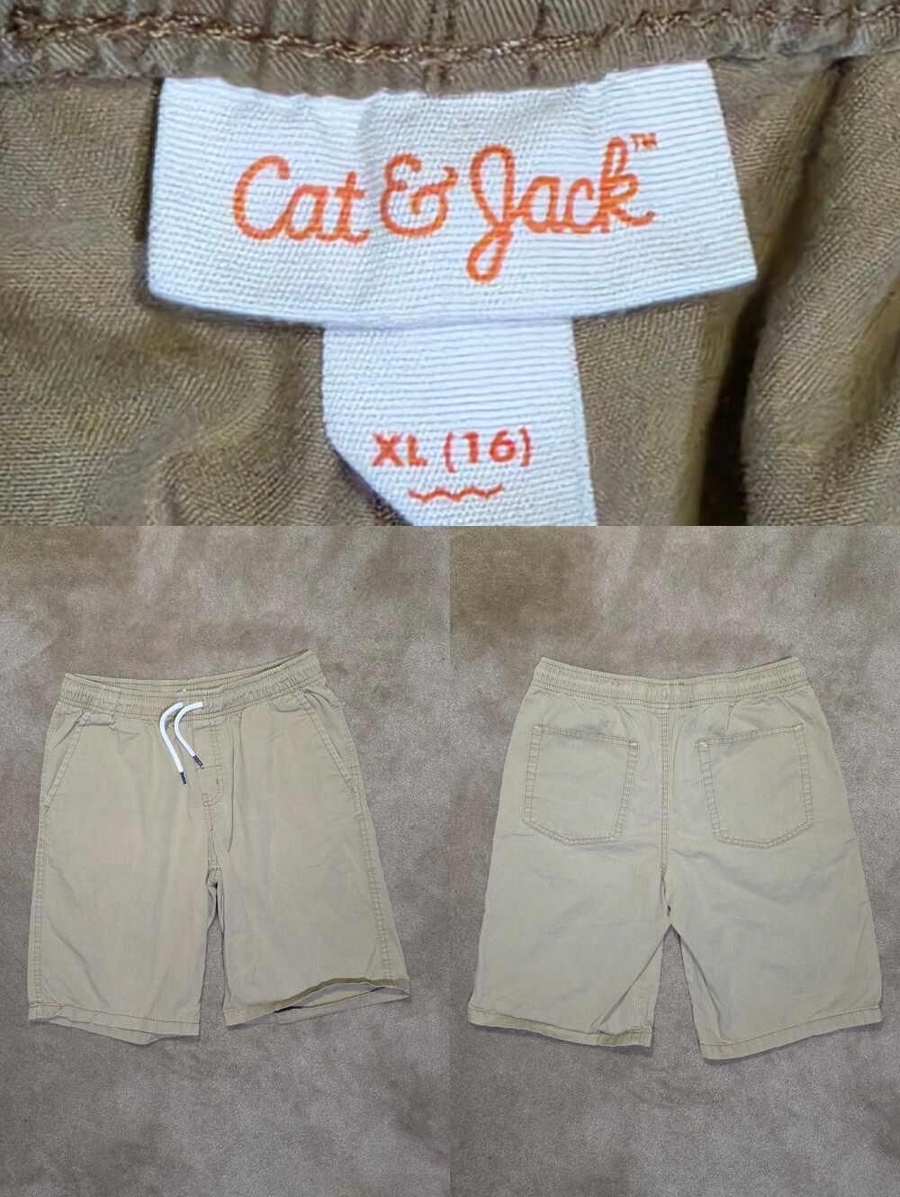 Kids Cat & Jack Brown Uniform Bemuda Shorts Sz XL 16